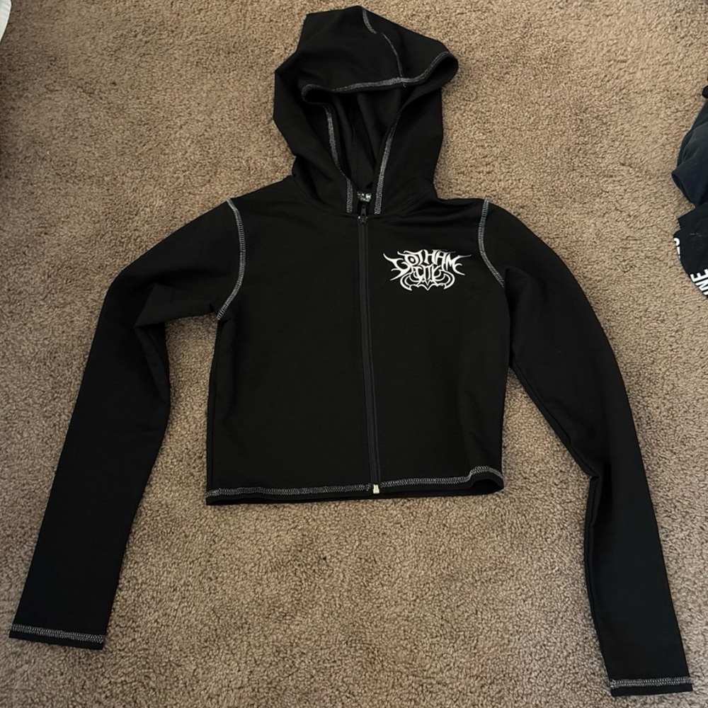 Dolls Kill DC Comics Batman Gotham Cropped Zip Hoodie